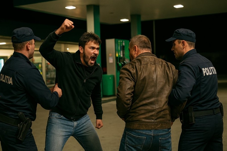 Bătaie la benzinărie: doi viteji au încurcat pompele cu ringul de box