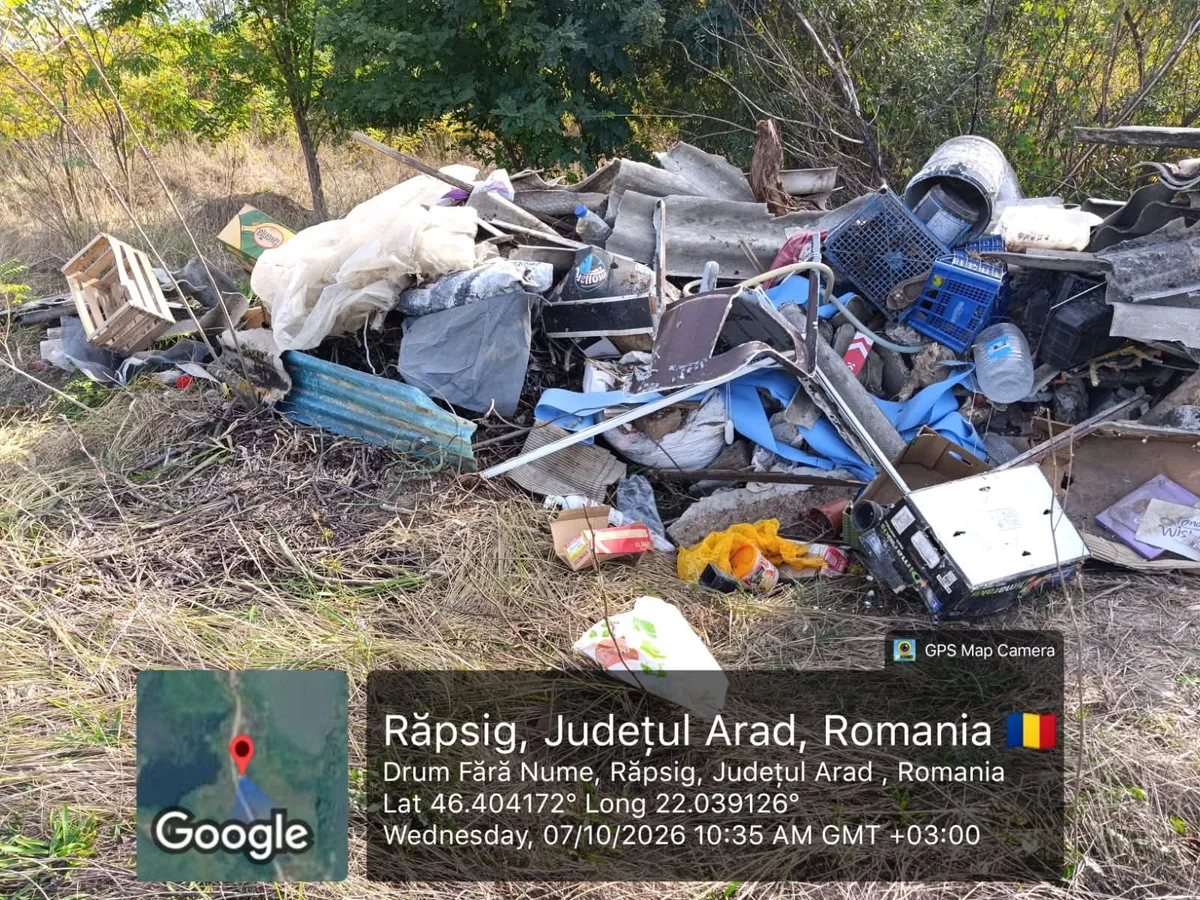 Garda de Mediu Arad cere curățarea a 4 zone cu deșeuri la Răpsig
